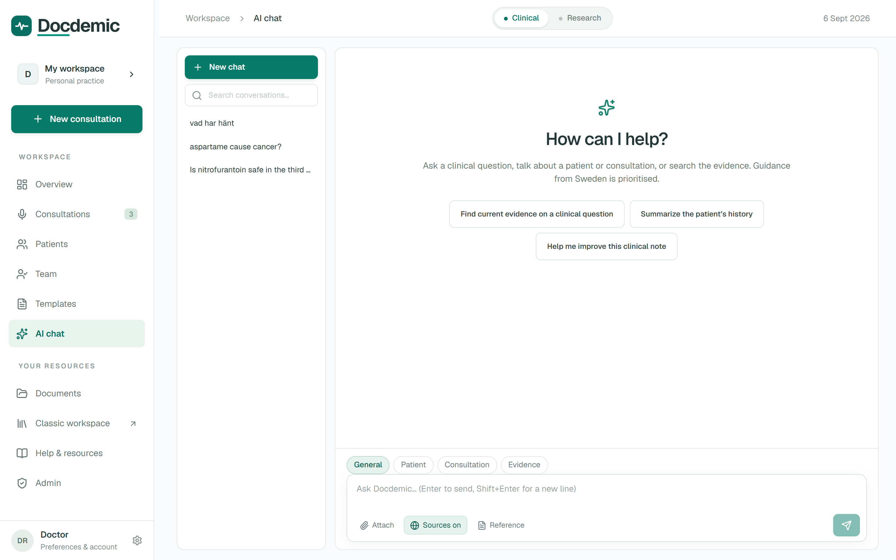 Secure AI chat interface for querying transcripts and clinical documentation