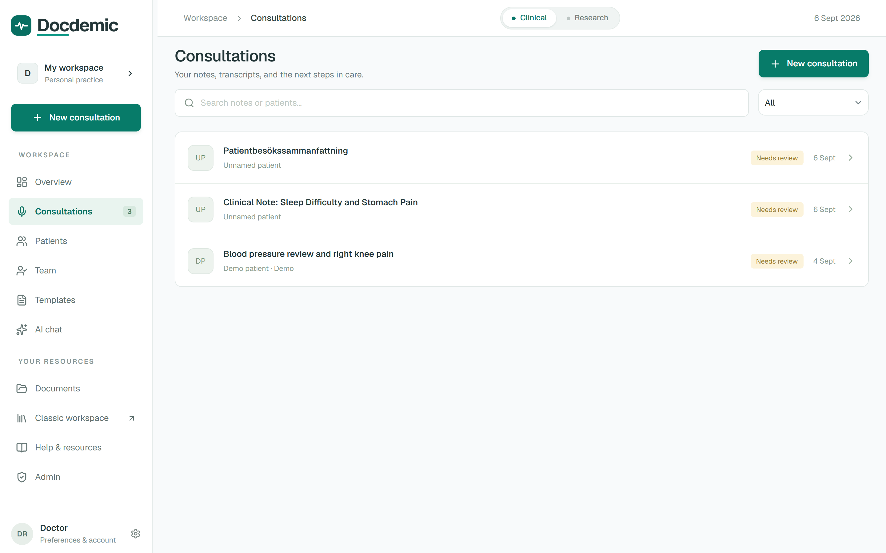 Record or upload audio for transcription in Docdemic